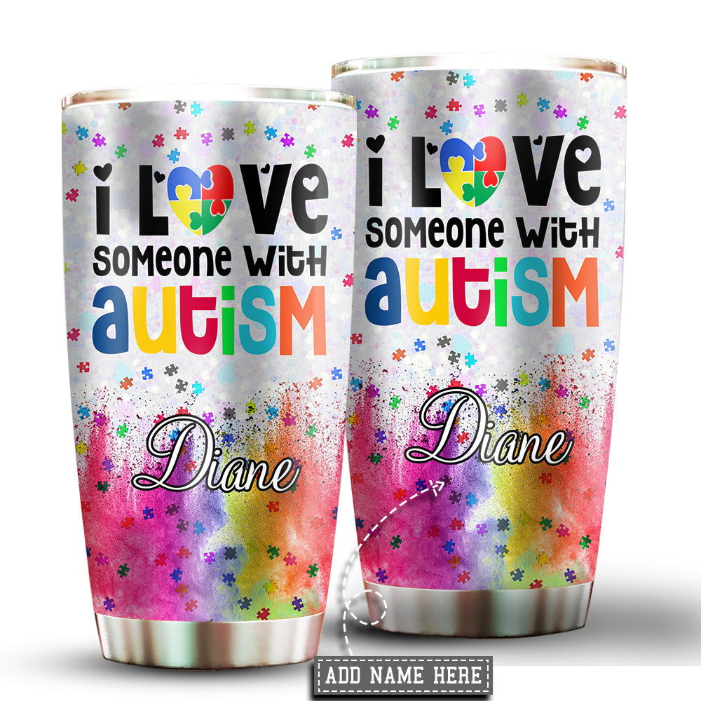 Autism Awareness In A World I Love Personalized 20 Oz Tumbler For Coffee Travel And Daily Drinks