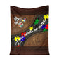 Autism Awareness Love Needs No Words Leather Pattern Flannel Blanket For Cozy Bedroom Sofa Decor