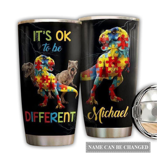 Autism Awareness Dinosaur Personalized 20 Oz Tumbler For Coffee Travel And Daily Drinks