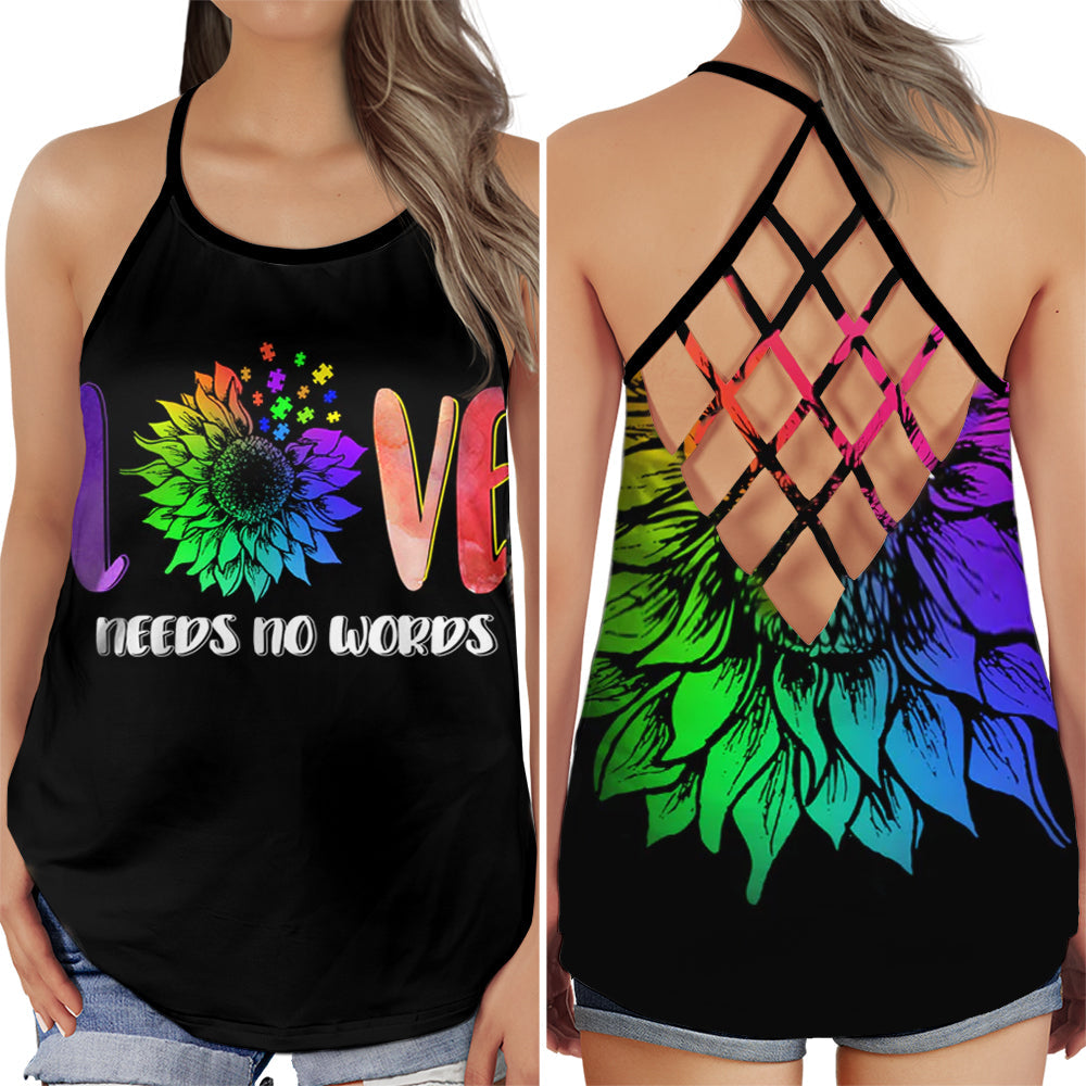 Autism Sunflower Unspoken Love Support Hollow Tank Top For Community Events And Positive Support