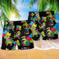 Autism Dinosaur Cool Black Beach Shorts Design View For Poolside Relaxation And Holiday Trips