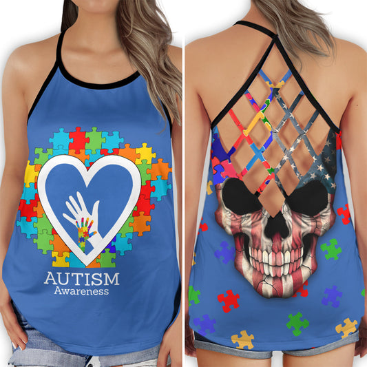 Autism Hands Heart Awareness Hollow Tank Top For Community Events And Positive Support
