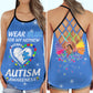 Autism Awareness Wear Blue Support Hollow Tank Top For Awareness Gatherings And Daily Wear