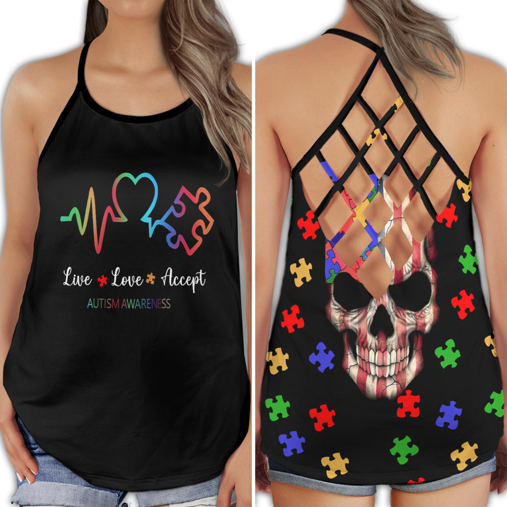 Autism Live Love Accept Hollow Tank Top For Community Events And Positive Support