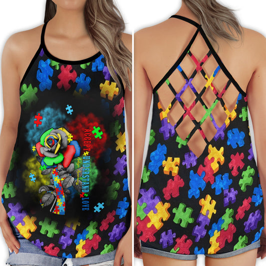 Autism Acceptance Understanding And Love Rose Hollow Tank Top For Community Events And Positive Support