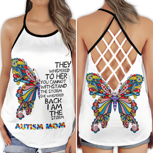 Autism Butterfly Storm Strength Hollow Tank Top For Community Events And Positive Support