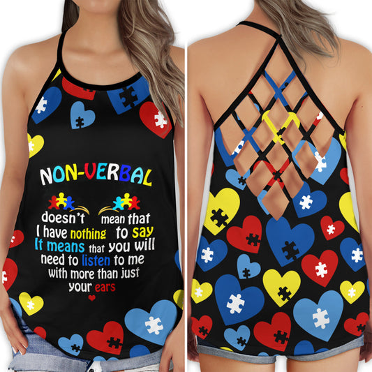 Autism Listen To Me Awareness Hollow Tank Top For Community Events And Positive Support