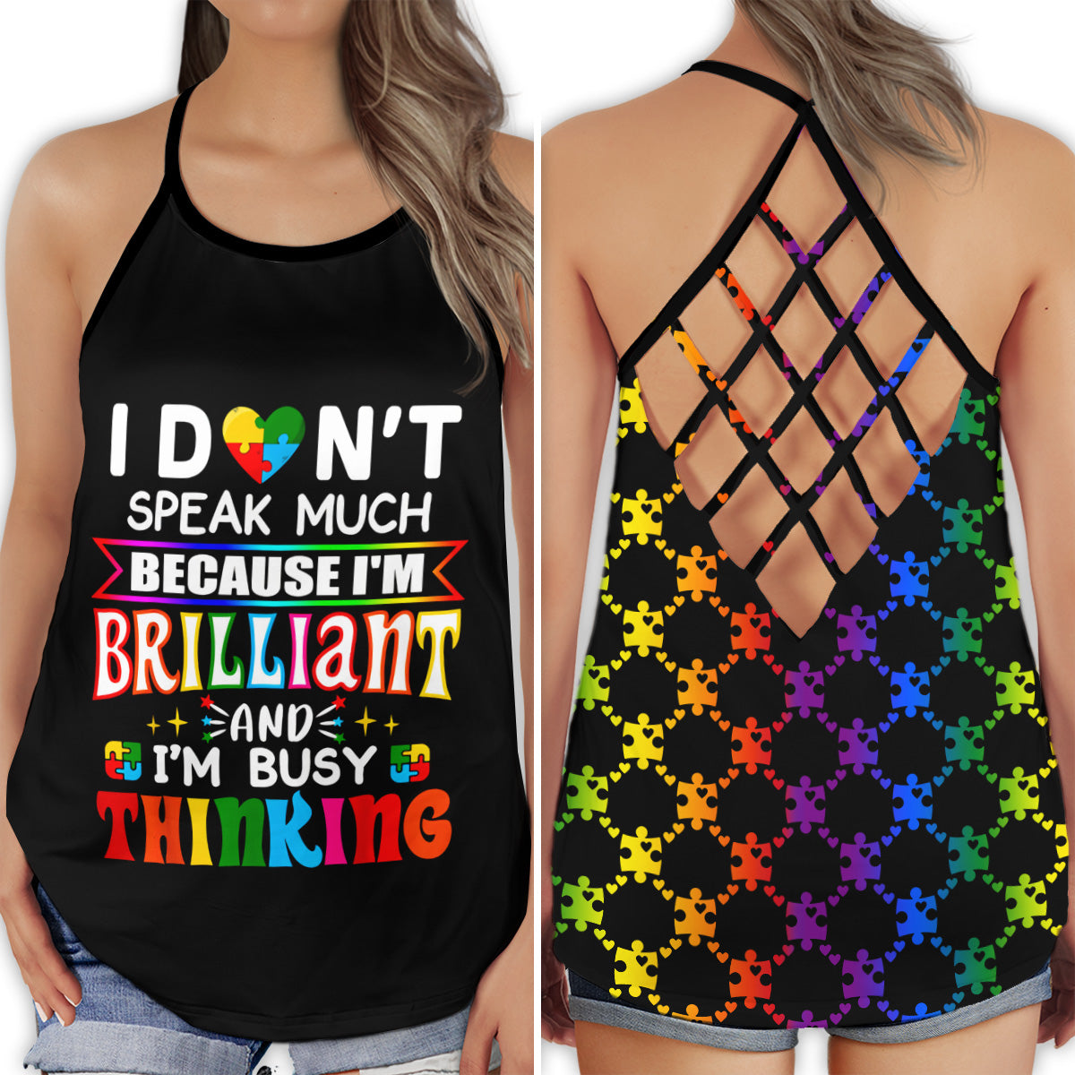 Autism Busy Mind Hollow Tank Top For Community Events And Positive Support
