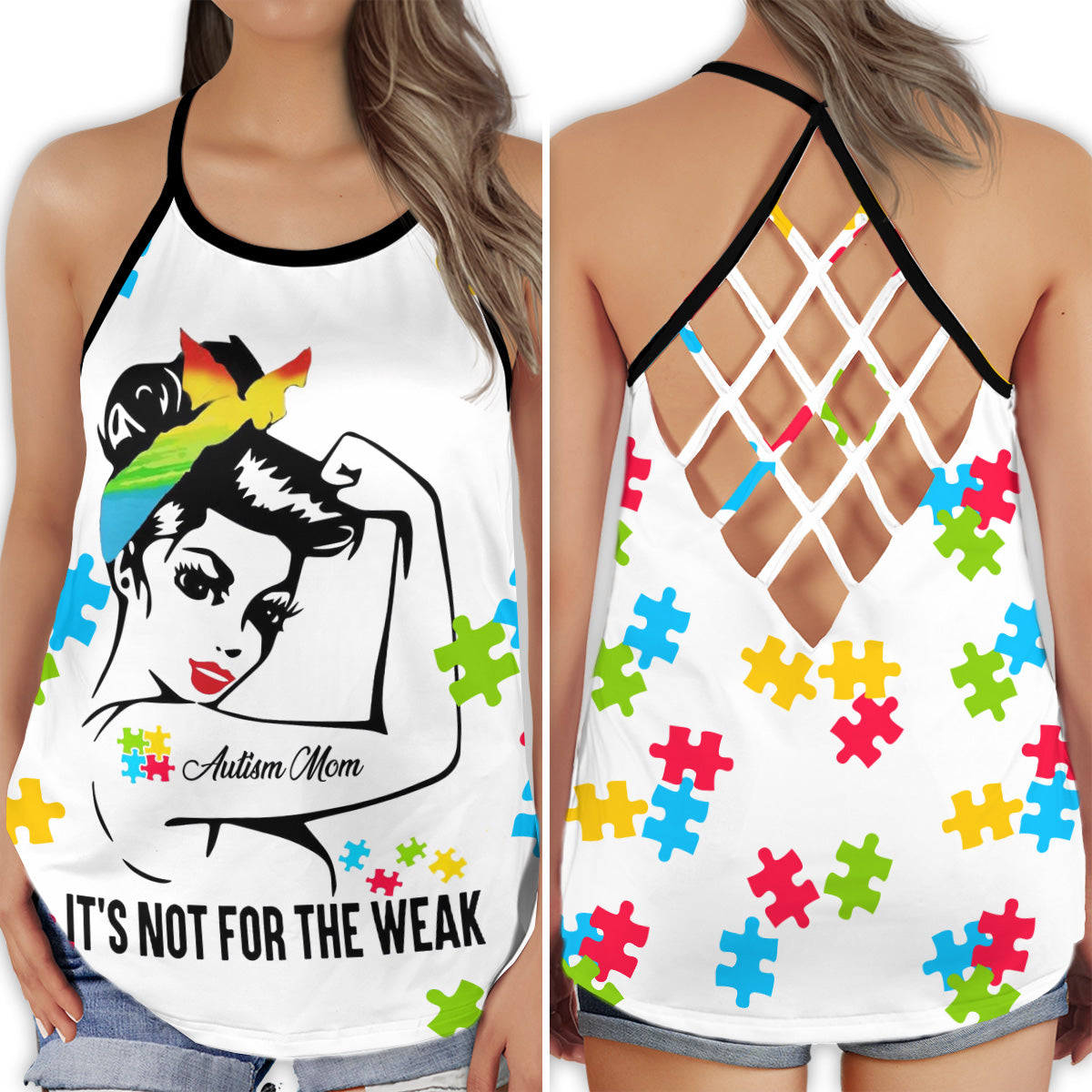 Autism Strength Awareness Hollow Tank Top For Community Events And Positive Support