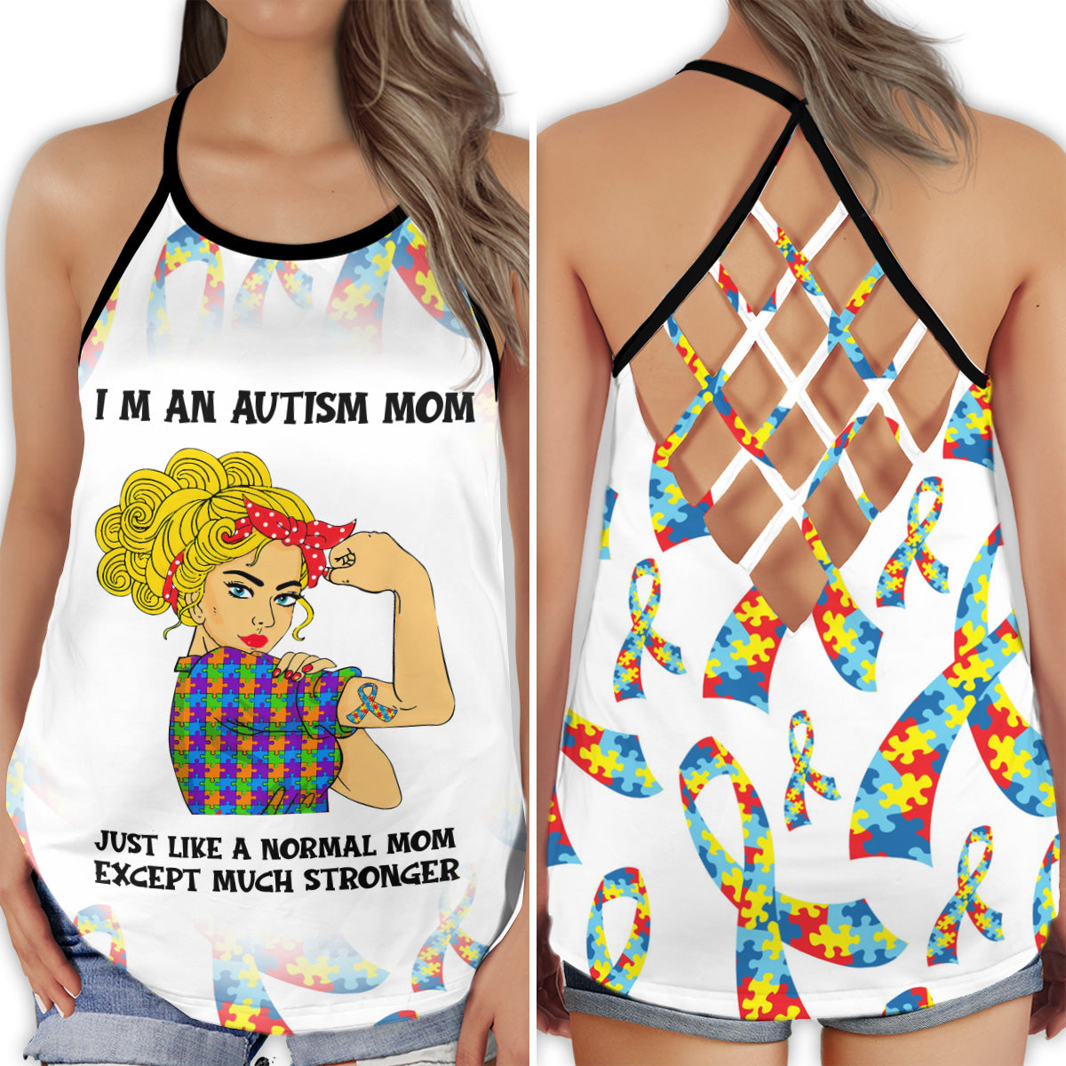 Autism Mom Proud Support Hollow Tank Top For Community Events And Positive Support
