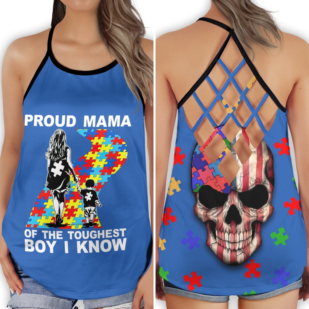 Autism Proud Mama Love Support Hollow Tank Top For Community Events And Positive Support