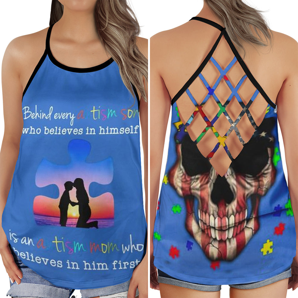 Autism Son Believe In Himself Hollow Tank Top For Community Events And Positive Support