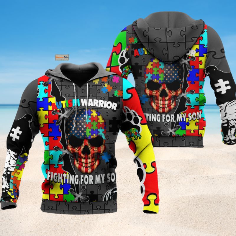 Autism Warrior Support Hoodie For Supportive Everyday Style Seasonal Events And Gifting