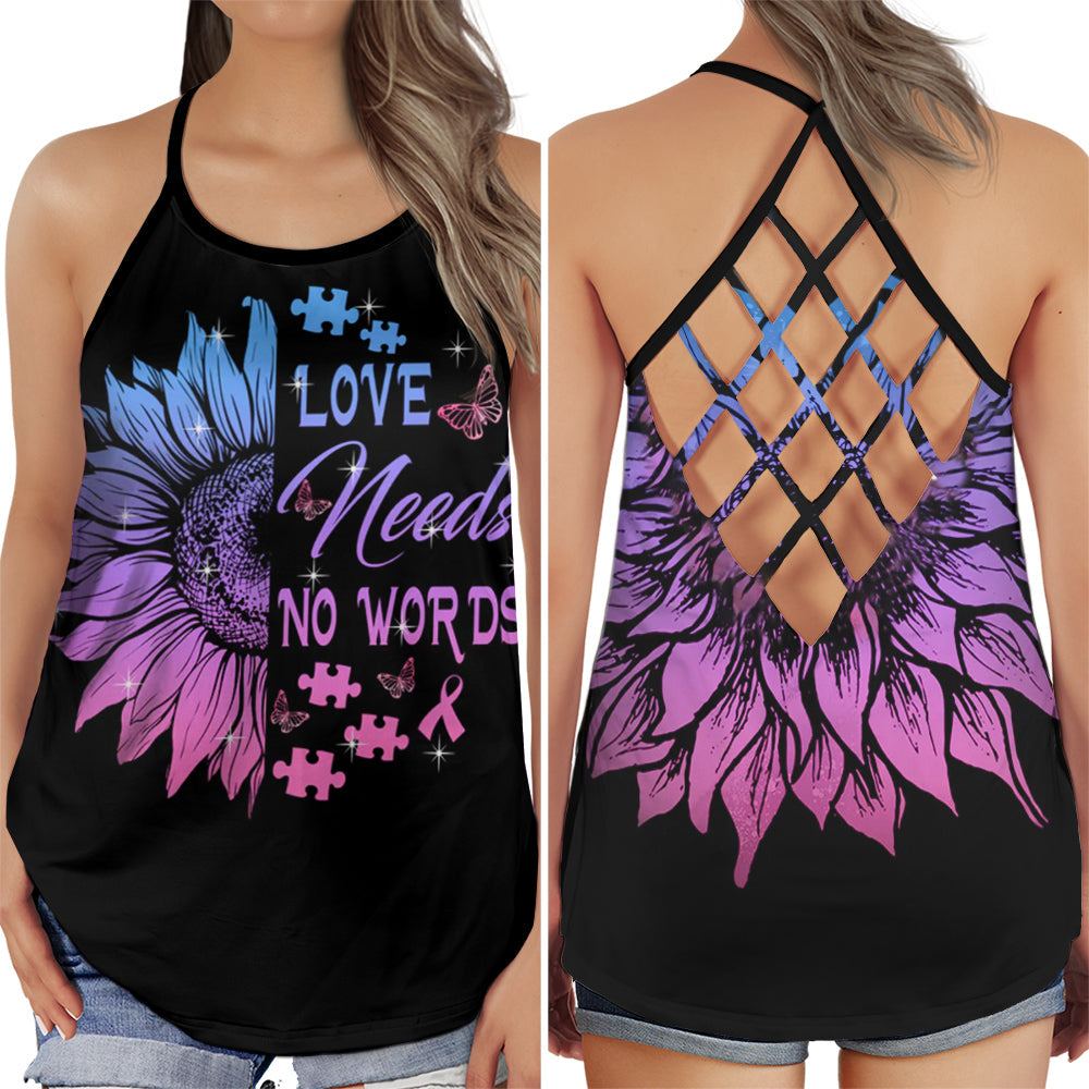 Autism Unspoken Love Support Sunflower Hollow Tank Top For Community Events And Positive Support