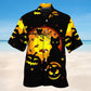 Halloween Bold Black Cat Pumpkin Hawaiian Shirt For Resort Trips, Coastal Parties, And Warm Weather Style