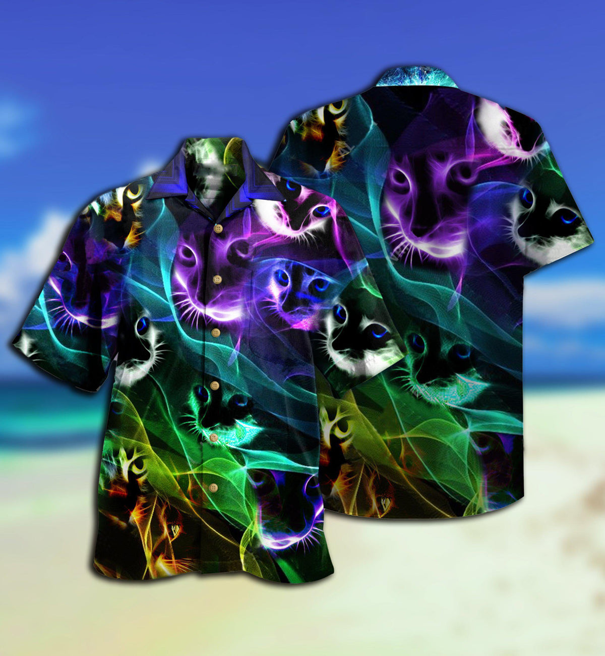 Neon Cat Awesome Flash Hawaiian Shirt For Beach Parties And Weekend Getaways