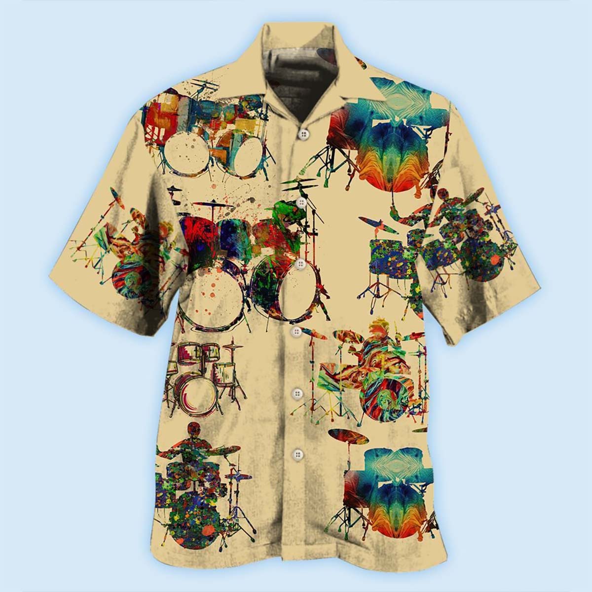 Drum Awesome Music Hawaiian Shirt Design Detail For Beach Days And Holiday Travel