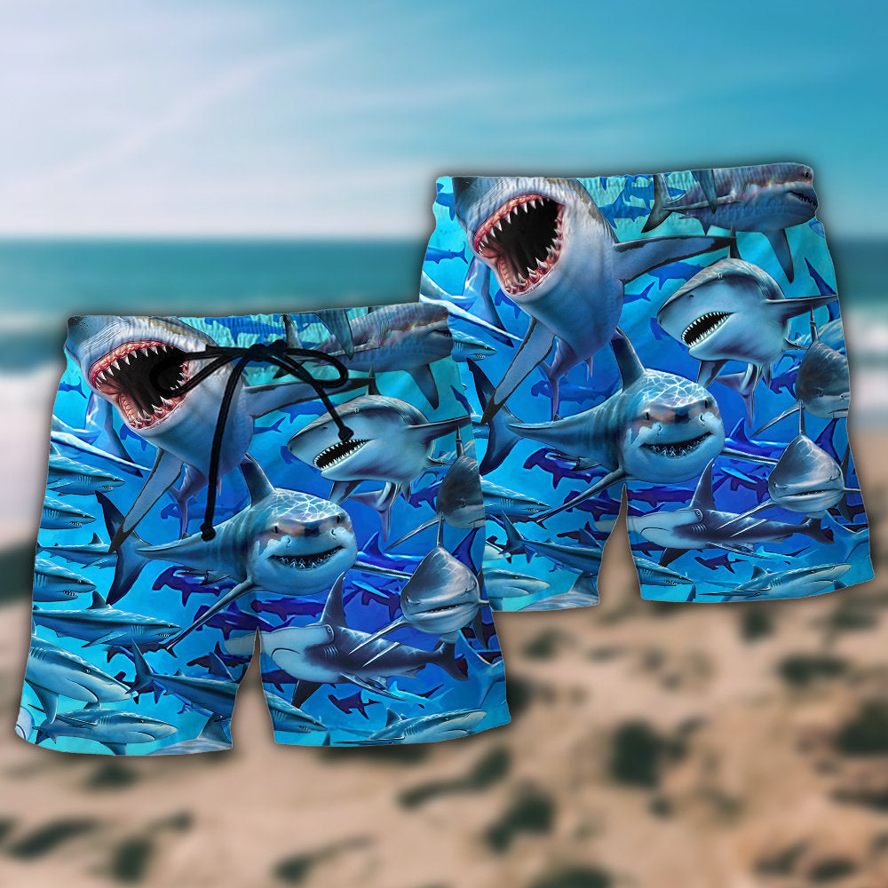 Shark Ocean Adventure Beach Shorts Pattern Detail For Sunny Outdoor Activities