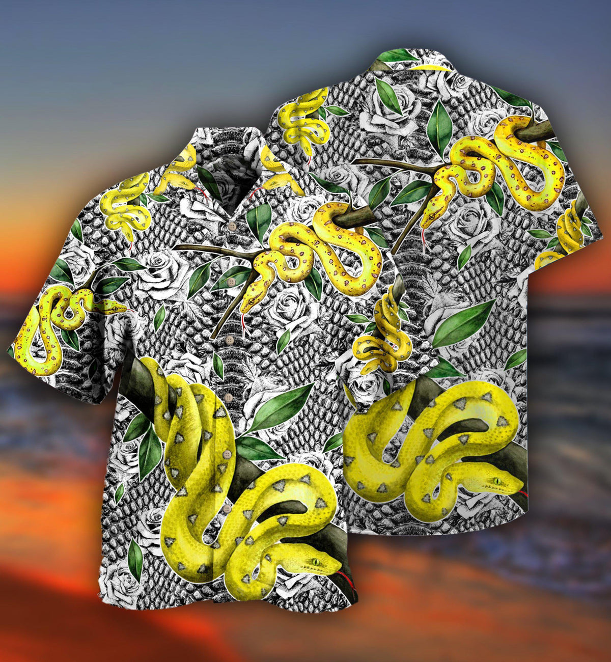 Snake Hawaiian Shirt With Detailed Graphic For Coastal Trips Outdoor Events And Relaxed Summer Wear