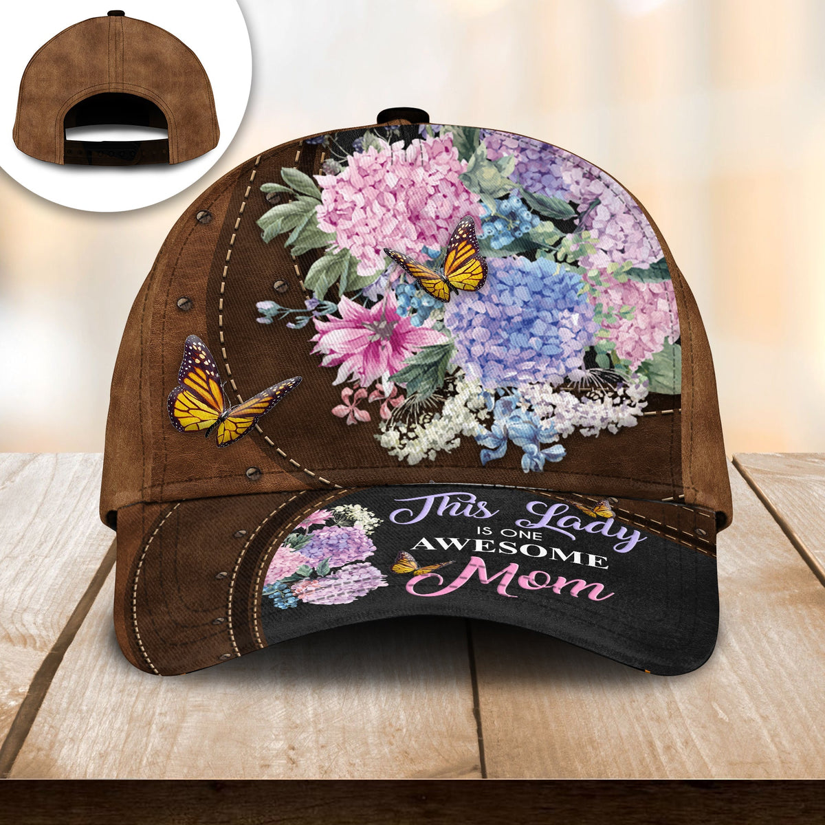 Awesome Mom Floral Butterfly Classic Cap For Festivals Holidays And Comfortable Everyday Wear