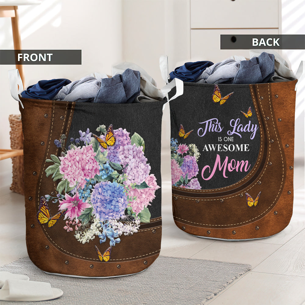 Awesome Mom Floral Leather Style Laundry Basket For Bathroom Bedroom Storage