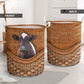 Ayrshire Cow Rattan Texture Laundry Basket For Nursery Dorm And Home Storage