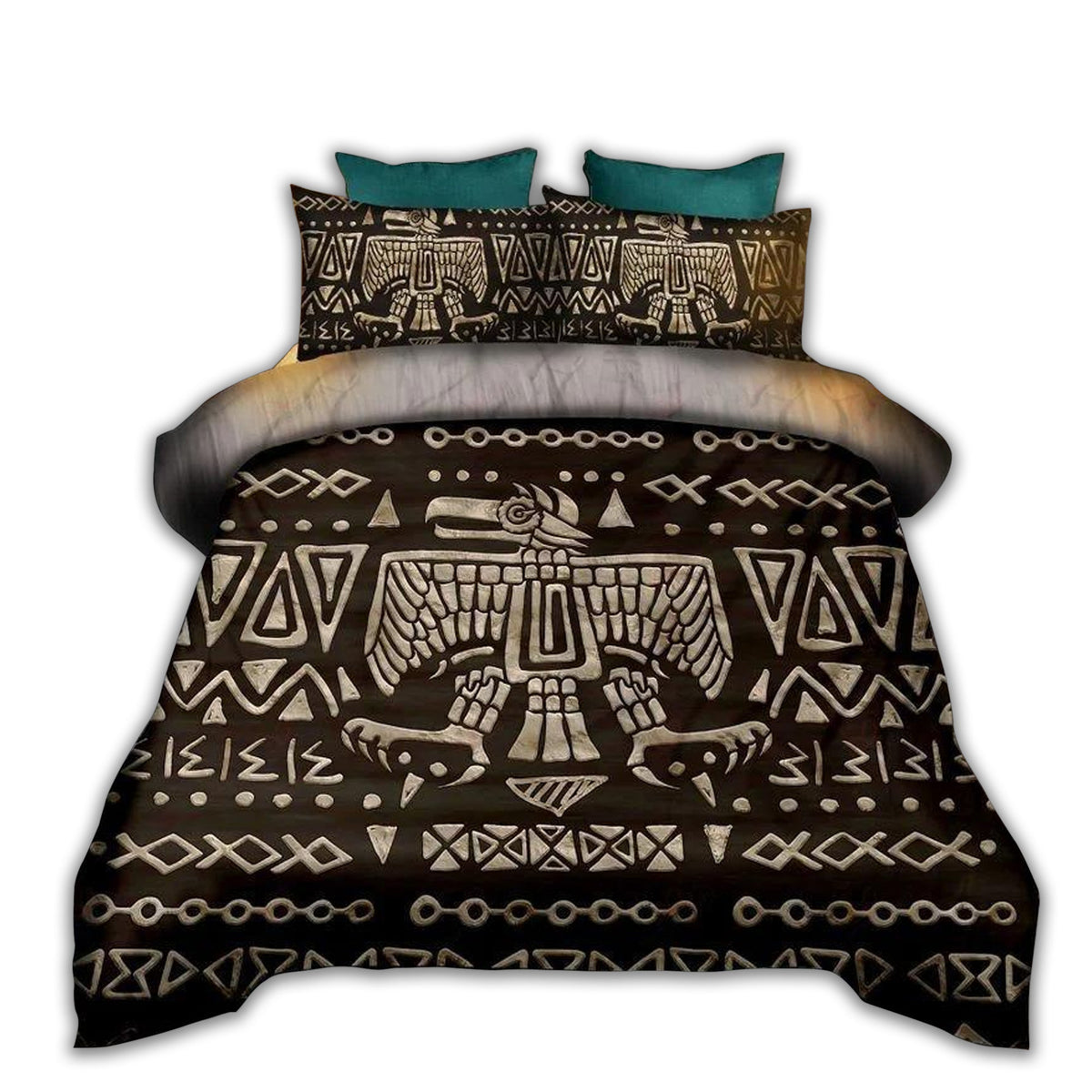 Aztec Eagle Brown Vintage Bedding Cover For Nature Bedroom Decor