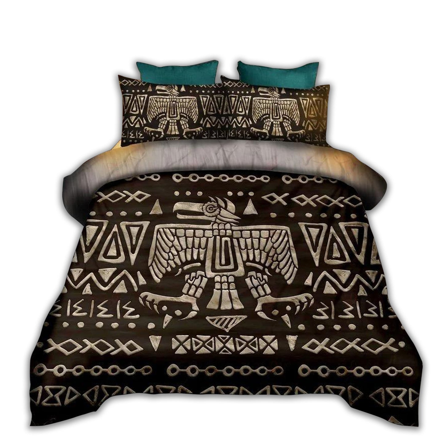 Aztec Eagle Brown Vintage Bedding Cover For Nature Bedroom Decor
