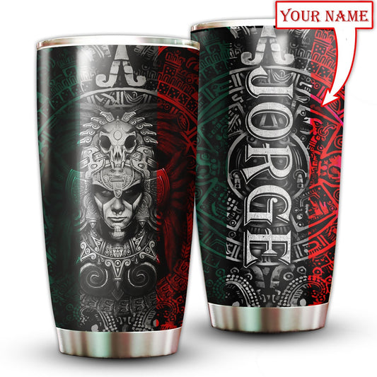 Aztec Mexico Green And Red Personalized 20 Oz Tumbler For Coffee Travel And Daily Drinks