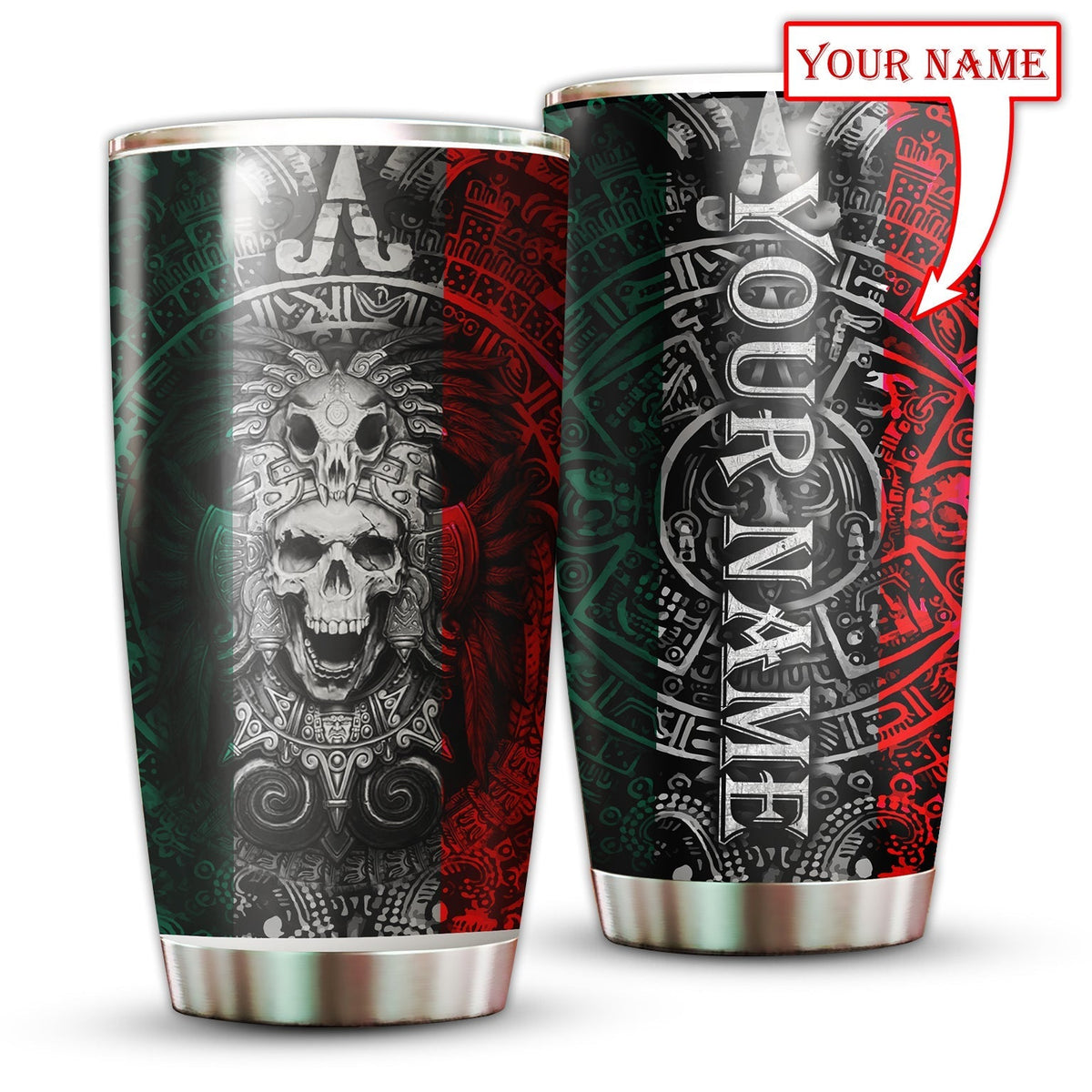 Aztec Mexico With Black Red And White Personalized 20 Oz Tumbler For Coffee Travel And Daily Drinks