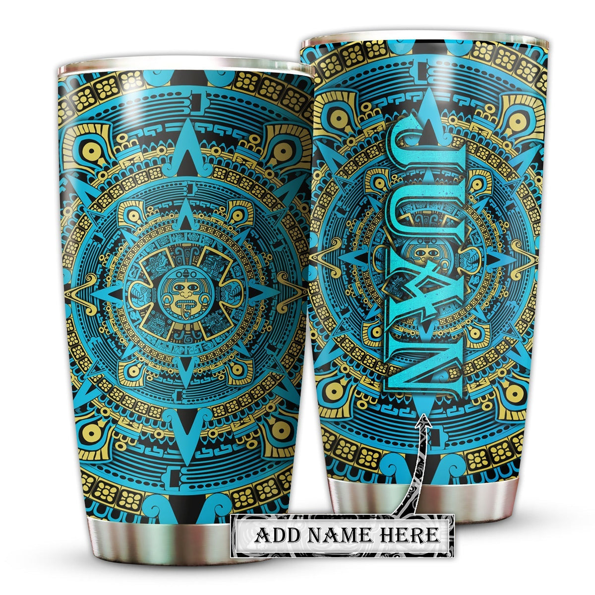 Aztec Mexico With Green Personalized 20 Oz Tumbler For Coffee Travel And Daily Drinks
