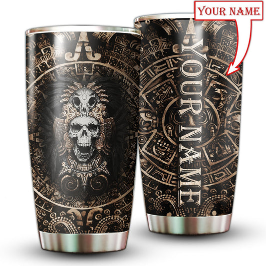Aztec Skull Mexico Personalized 20 Oz Tumbler For Coffee Travel And Daily Drinks