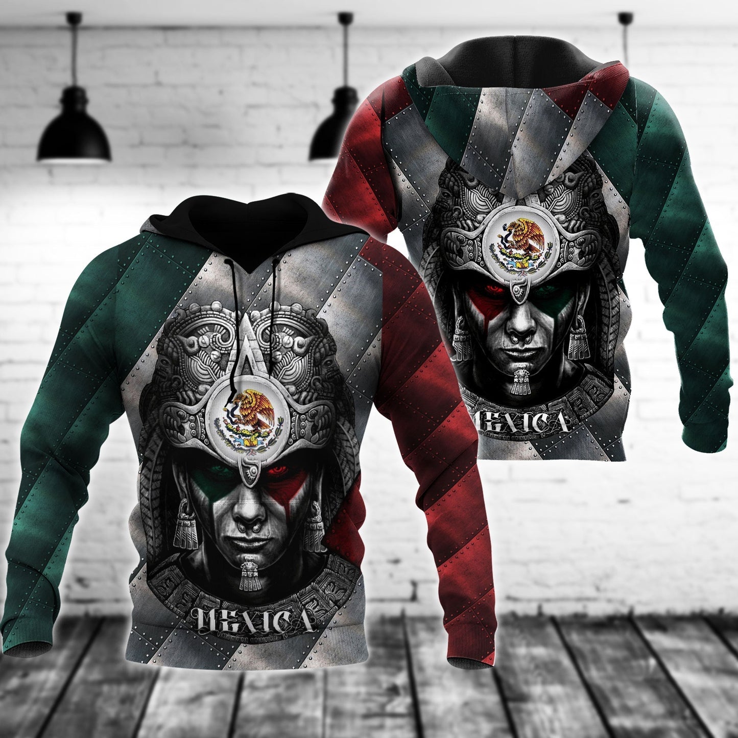 Red Blue Aztec Warrior Mexico Hoodie For Traditional Artwork Lovers Travel And Relaxed Daily Outfits