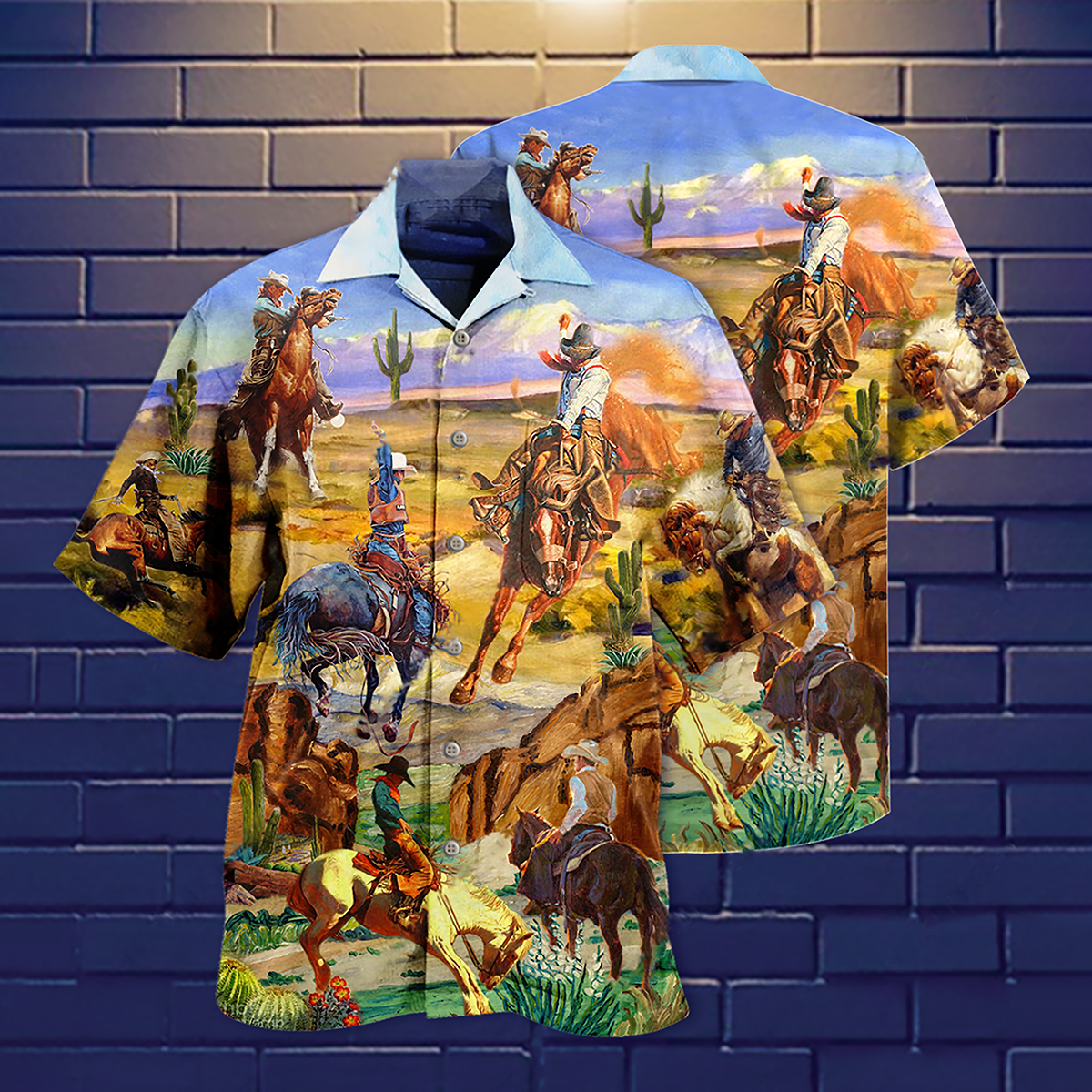 Cowboy Desert Hawaiian Shirt For Vacation Days And Relaxed Coastal Outings