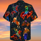 Neon Vintage Cowboy Hawaiian Shirt Design Detail For Beach Days And Holiday Travel