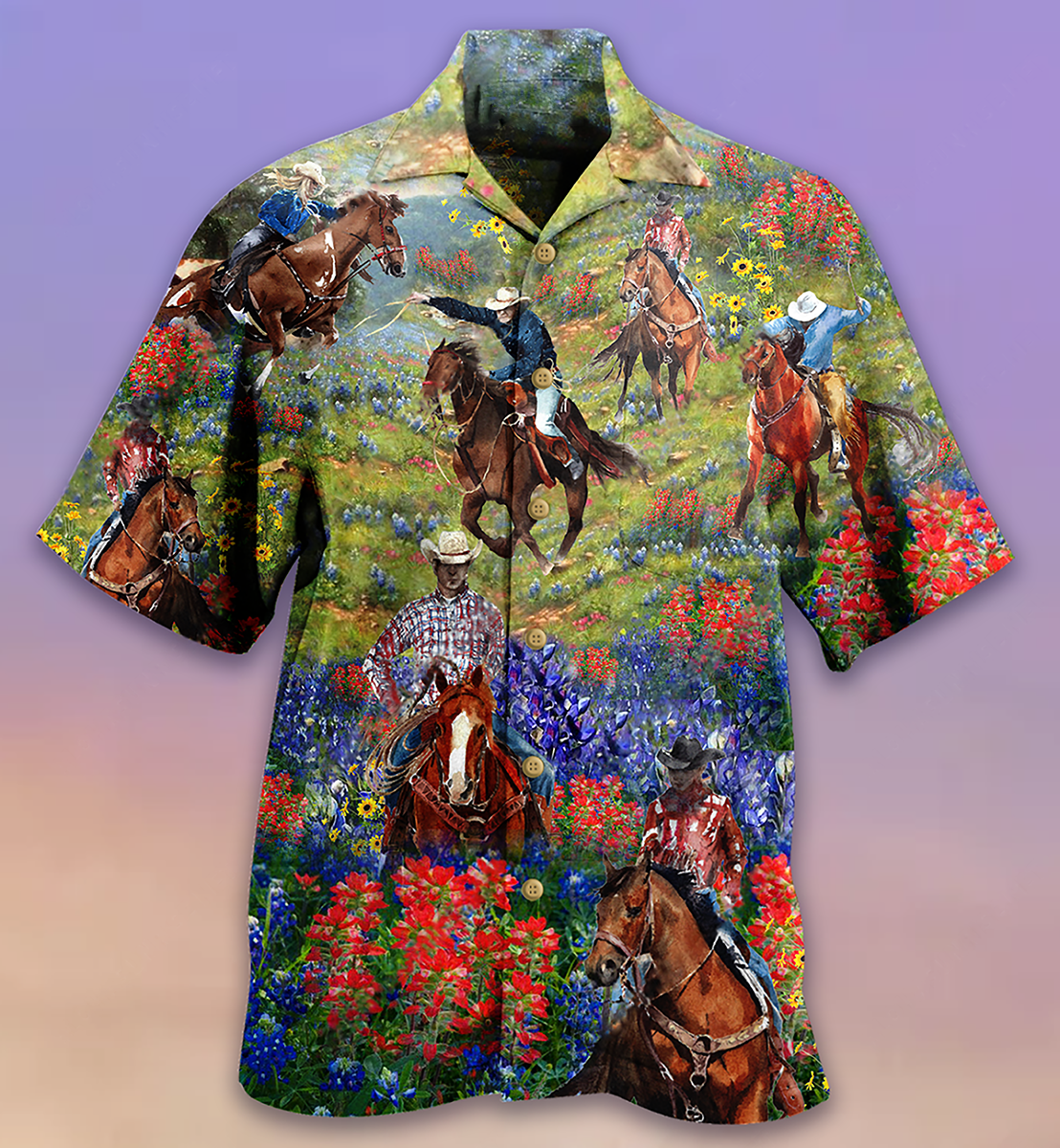 Cowboy Floral Romance Western Hawaiian Shirt For Poolside Gathering And Vacation Outfit