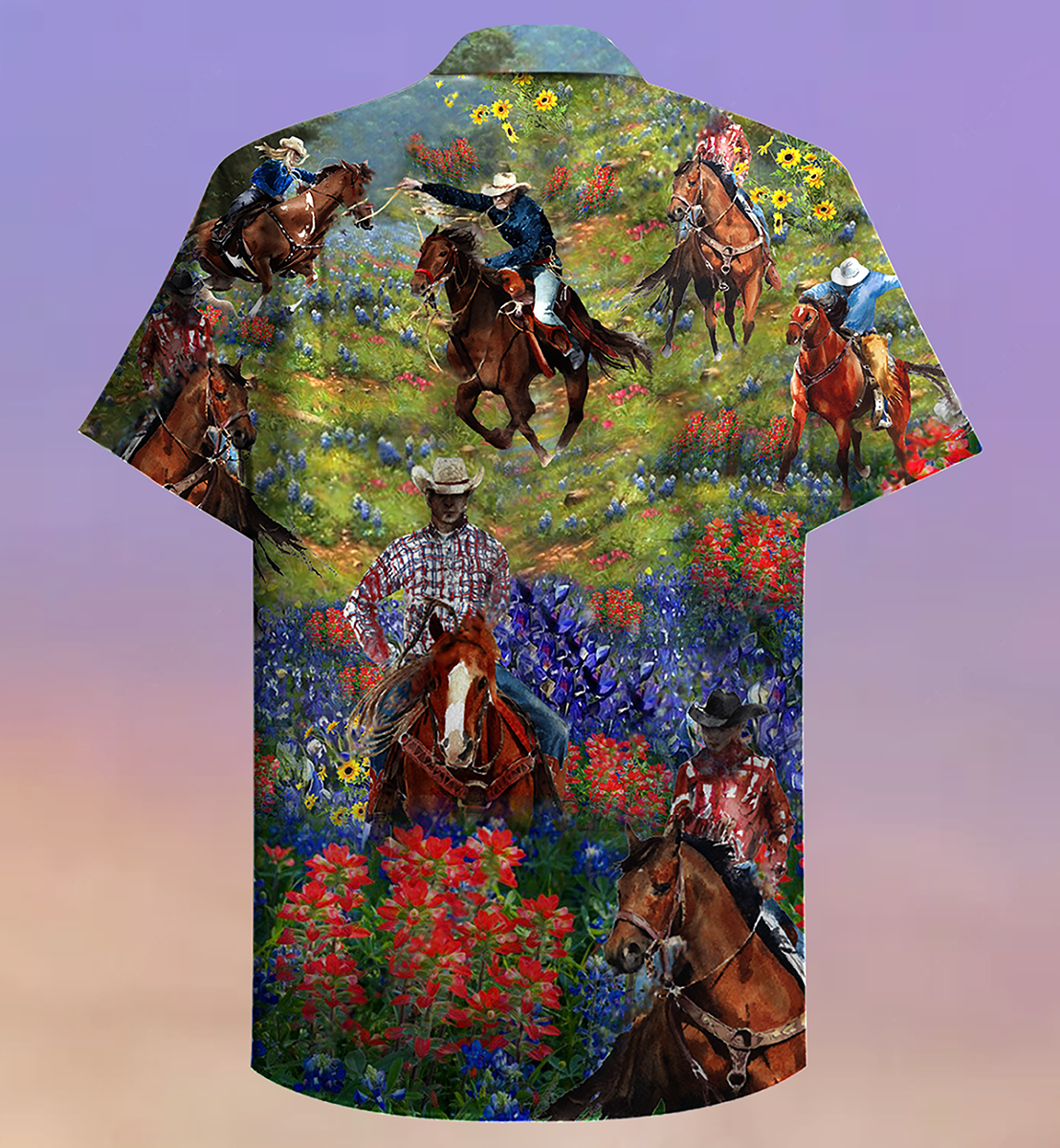 Cowboy Floral Romance Western Hawaiian Shirt For Beachside Event, Resort Holiday, And Daily Summer Wear