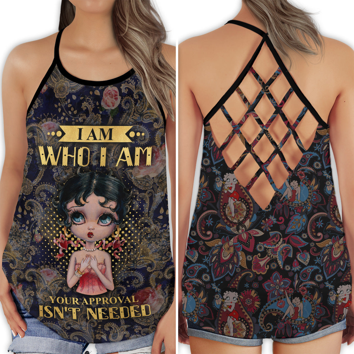 Cute Cartoon Bb Love It Fun Hollow Tank Top For Yoga Workouts And Casual Wear