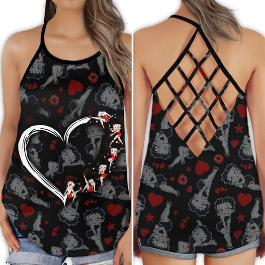 Cute Love Funny Theme Hollow Tank Top For Yoga Workouts And Casual Wear