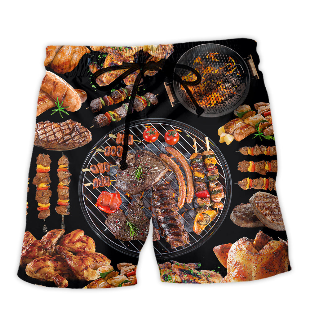 BBQ For Life Grilling Lover Lifestyle Beach Shorts For Tropical Getaways And Weekend Adventures