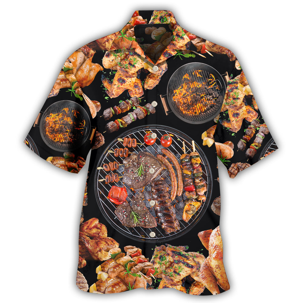 BBQ Grill Hawaiian Shirt For Summer Vacation, Beach Travel, And Casual Wear