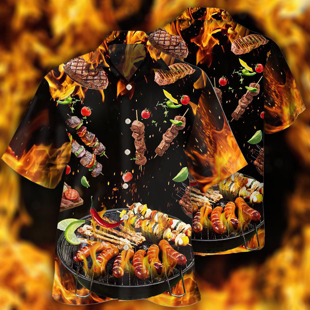 Food BBQ Fire Hawaiian Shirt For Creative Weekends, Resort Travel, And Comfortable Summer Style