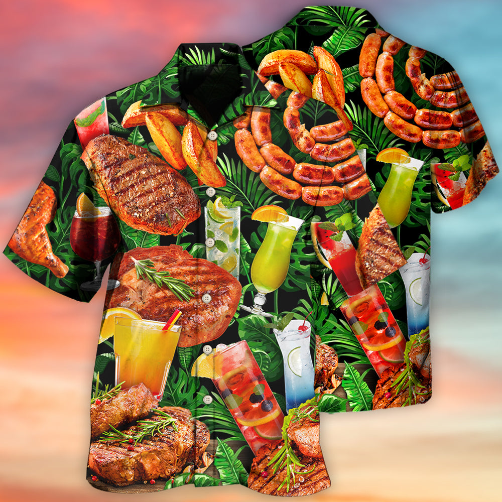 Summer BBQ Cocktail Party Hawaiian Shirt For Resort Trips, Coastal Parties, And Warm Weather Style