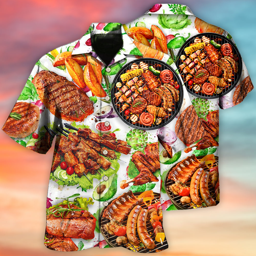 Summer BBQ Grill Hawaiian Shirt For Summer Vacation, Beach Travel, And Casual Wear