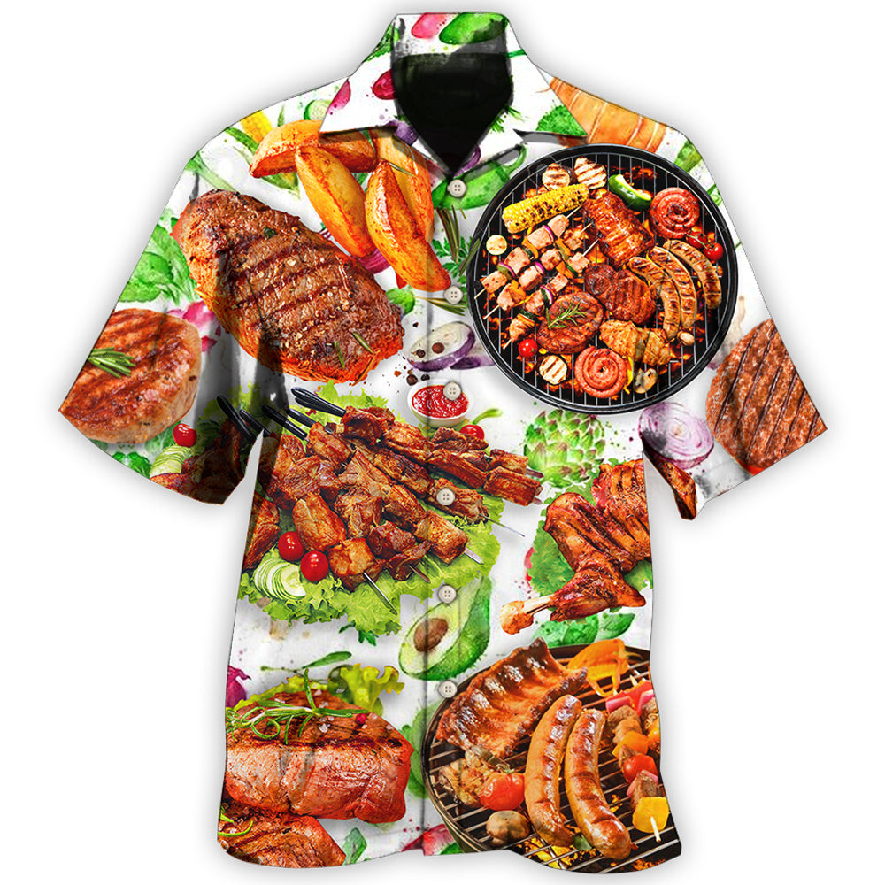 Summer BBQ Grill Hawaiian Shirt For Summer Vacation, Beach Travel, And Casual Wear
