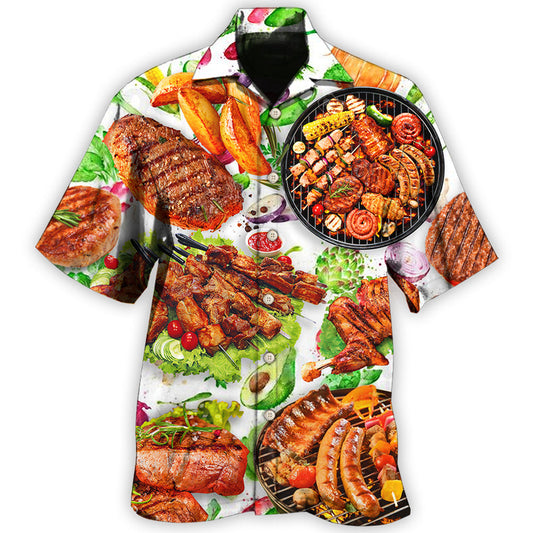 Summer BBQ Grill Hawaiian Shirt For Summer Vacation, Beach Travel, And Casual Wear