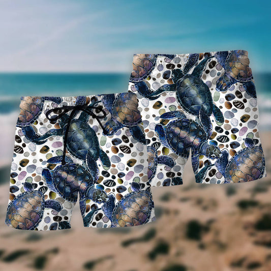 Turtle Colorful Artistic Beach Shorts Graphic Detail For Resort Trips And Casual Outings
