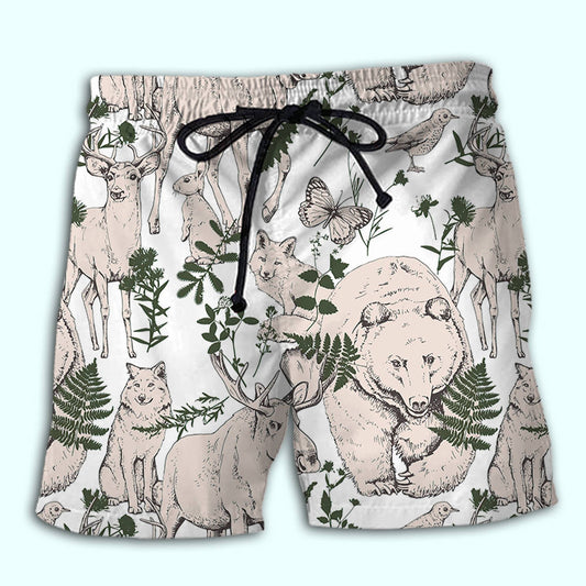 Wild Forest Animal Minimal Beach Shorts Print Detail For Beach Activities And Vacation Wear