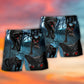 Halloween Night Black Cat Scary Beach Shorts Pattern Detail For Coastal Travel And Distinctive Seasonal Style