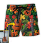 Guitar Various Style Tropical Floral Personalized Photo Beach Shorts Design Detail For Casual Warm Weather Outfits